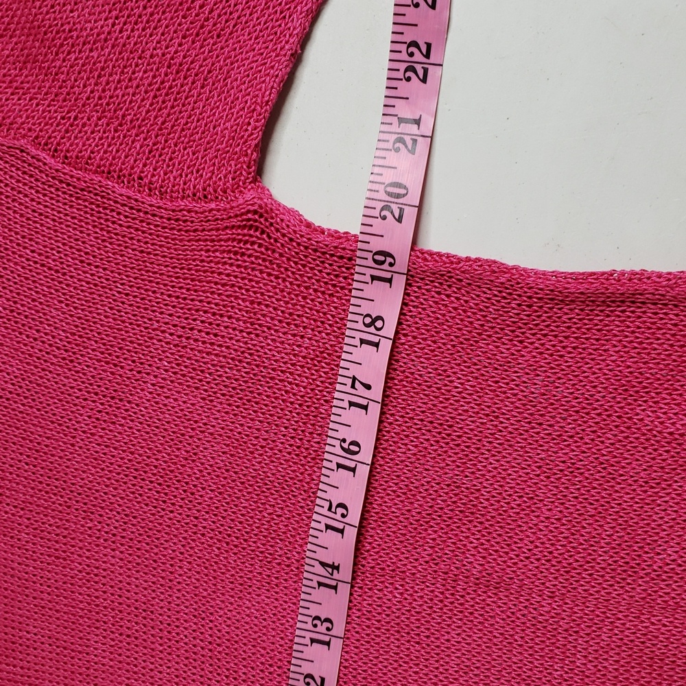 Eileen Fisher Open Knit Crew Neck Pullover Sweater Size L Hot Pink Feminine - Picture 9 of 12